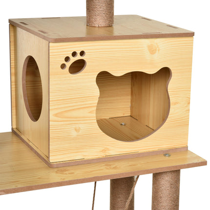 130cm Multi-Level Indoor Cat Tree with Scratching Posts, Condo & Perches for Large Cats - Yellow