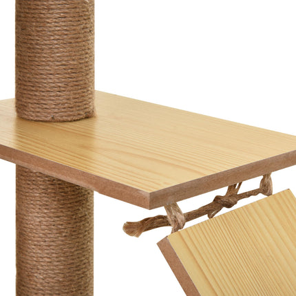 130cm Multi-Level Indoor Cat Tree with Scratching Posts, Condo & Perches for Large Cats - Yellow