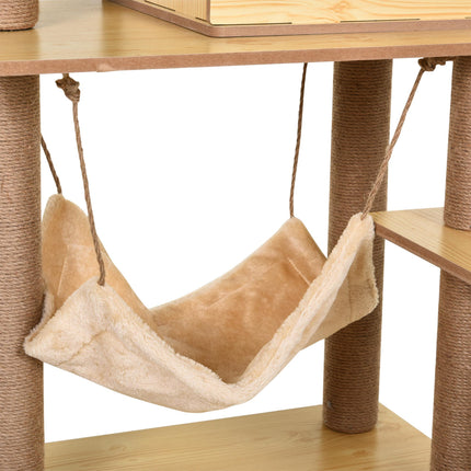 130cm Multi-Level Indoor Cat Tree with Scratching Posts, Condo & Perches for Large Cats - Yellow