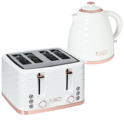 2 Piece 1.7L Electric Kettle and 4 Slice Toaster Set 3000W - Chrome