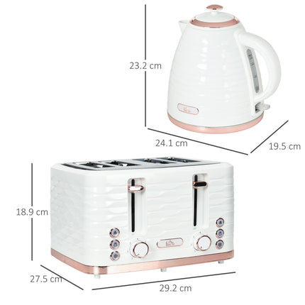 2 Piece 1.7L Electric Kettle and 4 Slice Toaster Set 3000W - Chrome
