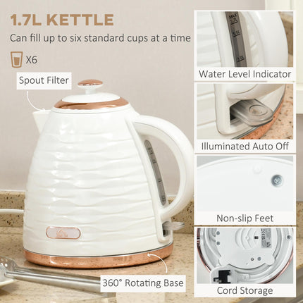 2 Piece 1.7L Electric Kettle and 4 Slice Toaster Set 3000W - Chrome