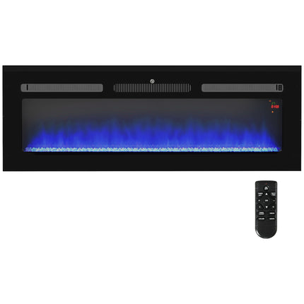 127cm 2000W Electric Fireplace with Remote, 9 Flame Colours & Crystal Effect - Black