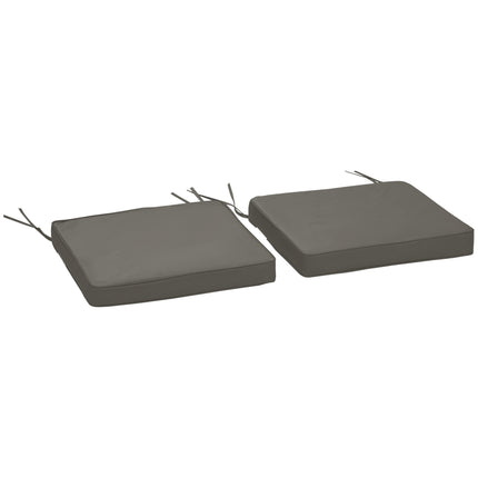 Set of 2 Outdoor Garden Chair Cushions 45 x 45 cm with Ties - Dark Grey