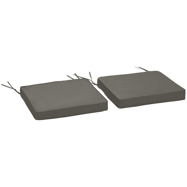 Set of 2 Outdoor Garden Chair Cushions 45 x 45 cm with Ties - Dark Grey