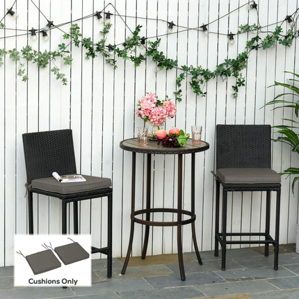 Set of 2 Outdoor Garden Chair Cushions 45 x 45 cm with Ties - Dark Grey