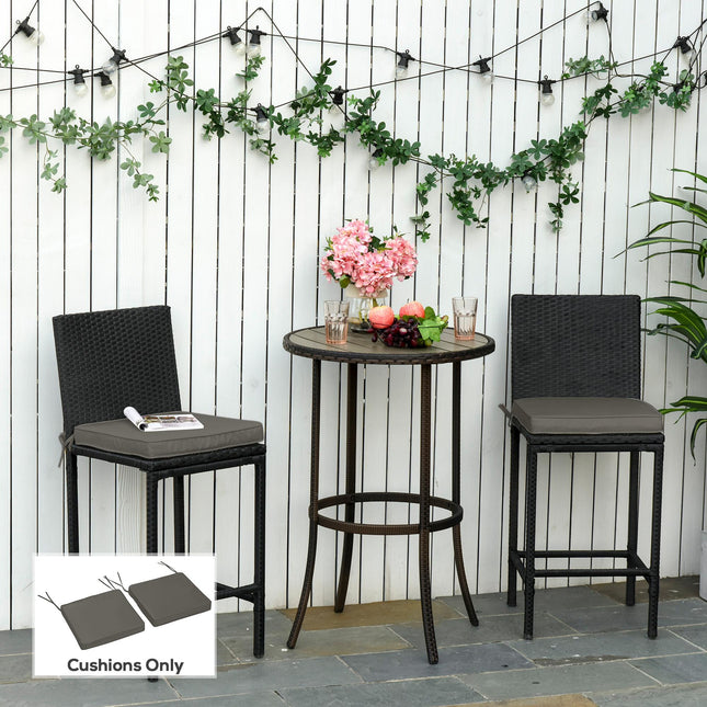Set of 2 Outdoor Garden Chair Cushions 45 x 45 cm with Ties - Dark Grey