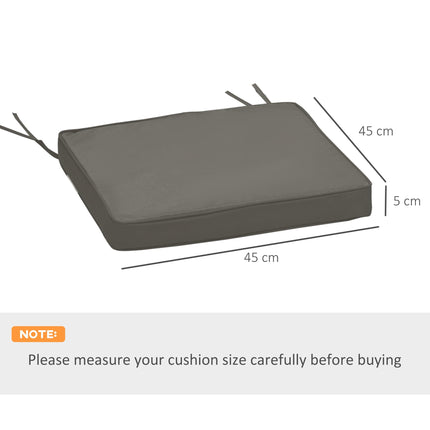 Set of 2 Outdoor Garden Chair Cushions 45 x 45 cm with Ties - Dark Grey