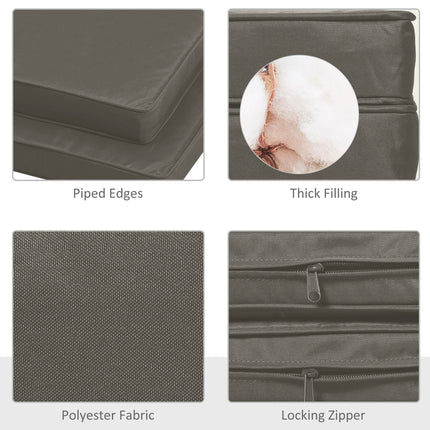 Set of 2 Outdoor Garden Chair Cushions 45 x 45 cm with Ties - Dark Grey
