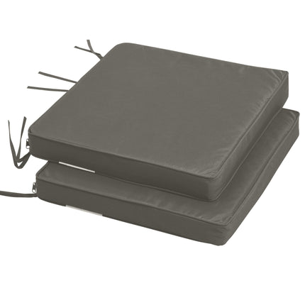 Set of 2 Outdoor Garden Chair Cushions 45 x 45 cm with Ties - Dark Grey
