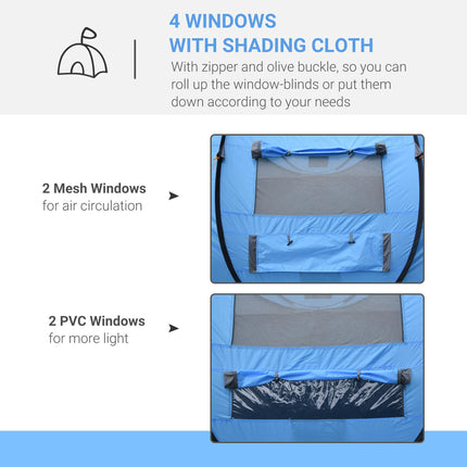 4-5 Person Pop-Up Waterproof Camping Tent with Mesh Windows - Sky Blue