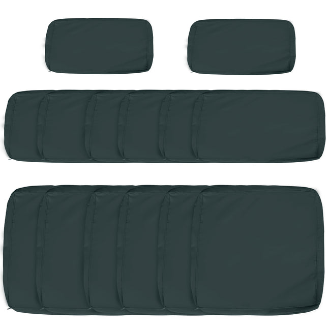 Set of 14 Polyester Rattan Sofa Cushion Covers with Zips - Dark Grey