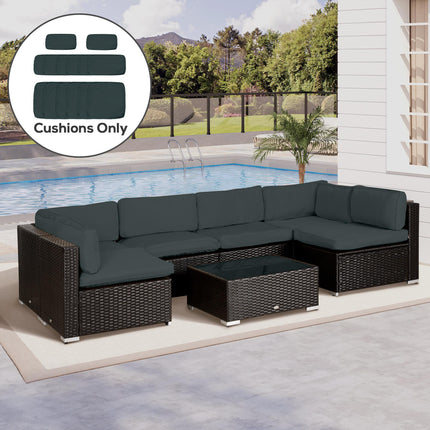 Set of 14 Polyester Rattan Sofa Cushion Covers with Zips - Dark Grey