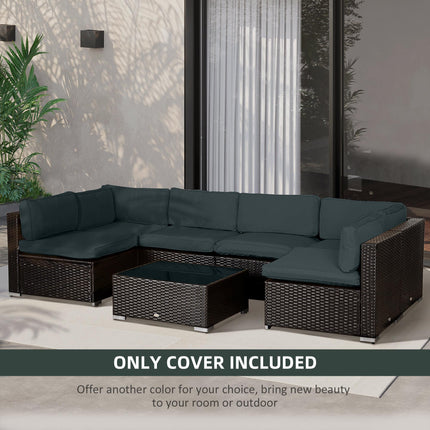 Set of 14 Polyester Rattan Sofa Cushion Covers with Zips - Dark Grey