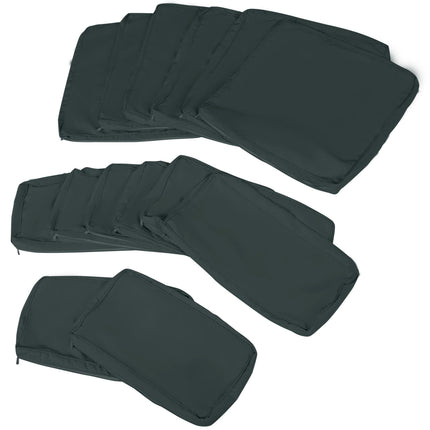 Set of 14 Polyester Rattan Sofa Cushion Covers with Zips - Dark Grey