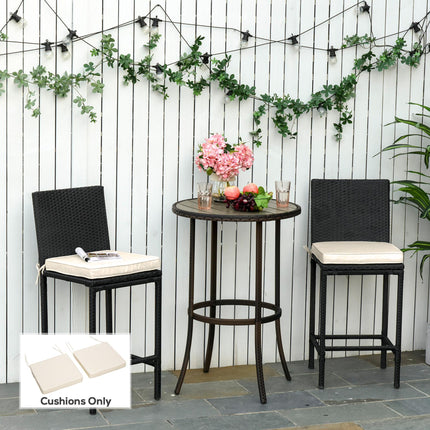 Set of 2 Garden Chair Cushions 45x45 cm with Ties for Outdoor Furniture - Cream White