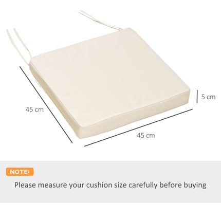 Set of 2 Garden Chair Cushions 45x45 cm with Ties for Outdoor Furniture - Cream White