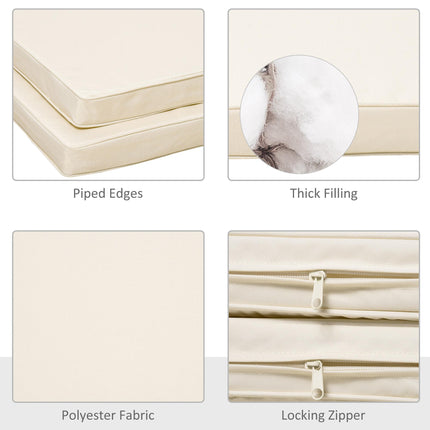 Set of 2 Garden Chair Cushions 45x45 cm with Ties for Outdoor Furniture - Cream White