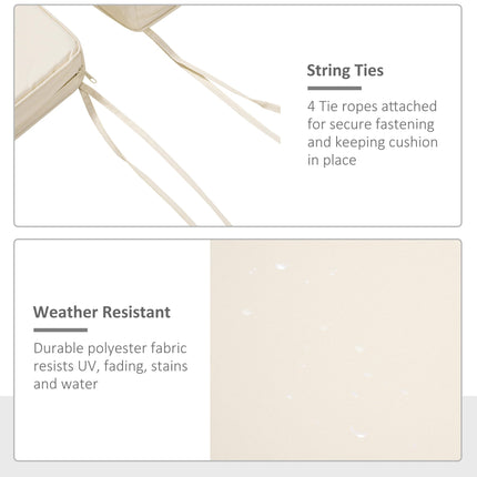 Set of 2 Garden Chair Cushions 45x45 cm with Ties for Outdoor Furniture - Cream White