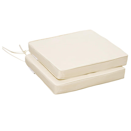 Set of 2 Garden Chair Cushions 45x45 cm with Ties for Outdoor Furniture - Cream White