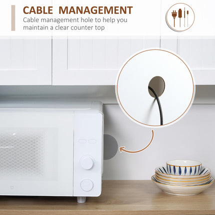 Modern Kitchen Storage Cabinet with Microwave Countertop and Drawer - White
