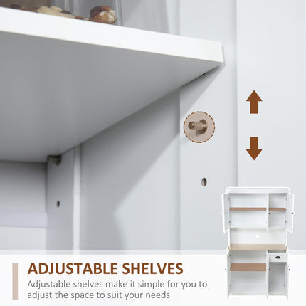 Modern Kitchen Storage Cabinet with Microwave Countertop and Drawer - White