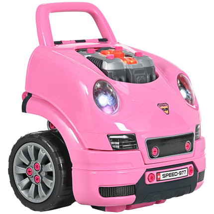 Kids Truck Engine Toy Set with Horn, Light & Car Key for Ages 3-5 - Pink