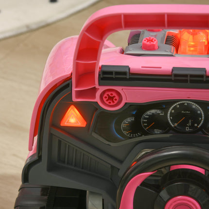 Kids Truck Engine Toy Set with Horn, Light & Car Key for Ages 3-5 - Pink