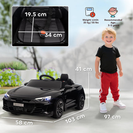 Audi Licensed 12V Kids Electric Ride-On Car with Remote, Suspension, Lights & Music - Black
