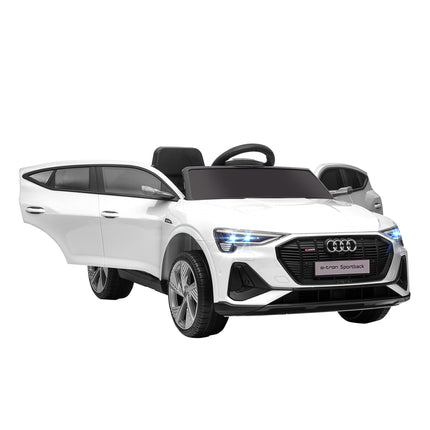Audi E-tron 12V Kids Electric Ride-On Car with Remote, Lights, Music & Horn - White