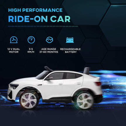 Audi E-tron 12V Kids Electric Ride-On Car with Remote, Lights, Music & Horn - White