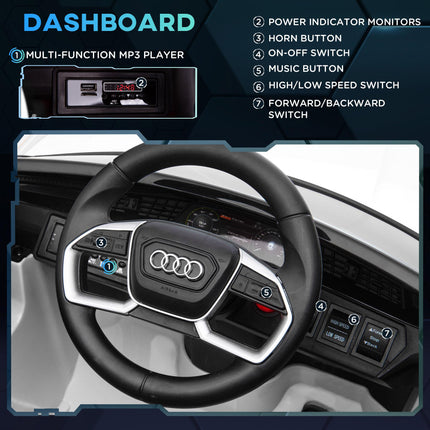 Audi E-tron 12V Kids Electric Ride-On Car with Remote, Lights, Music & Horn - White