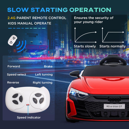 Audi Licensed 12V Kids Electric Ride-On Car with Remote, Suspension, Lights & Music - Red