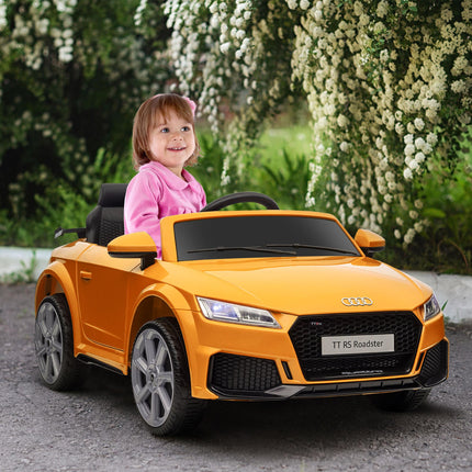 Kids Licensed Audi TT RS 12V Ride-On Car with Remote, Suspension, Headlights & MP3 Player - Yellow