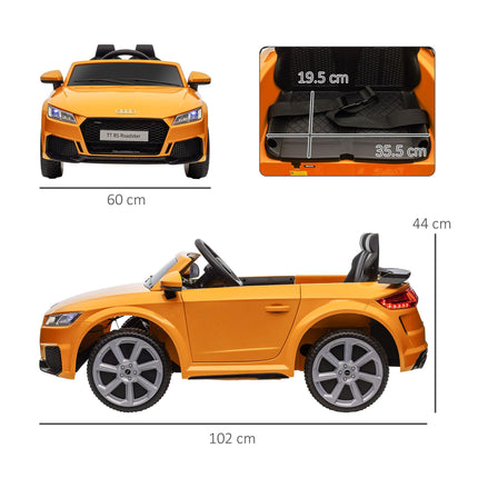 Kids Licensed Audi TT RS 12V Ride-On Car with Remote, Suspension, Headlights & MP3 Player - Yellow