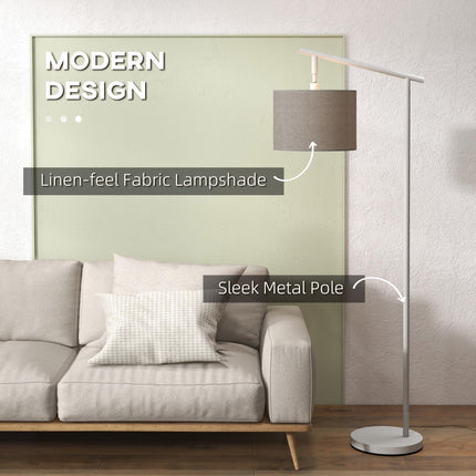 Modern Floor Lamp with 350° Rotating Lampshade and LED Bulb Included - Grey