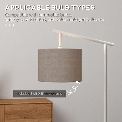 Modern Floor Lamp with 350° Rotating Lampshade and LED Bulb Included - Grey