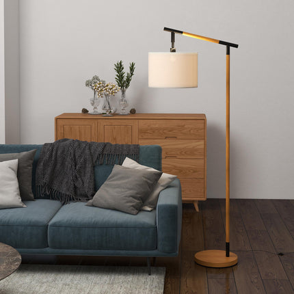 Modern Floor Lamp with 350° Rotating Lampshade and LED Bulb - Brown