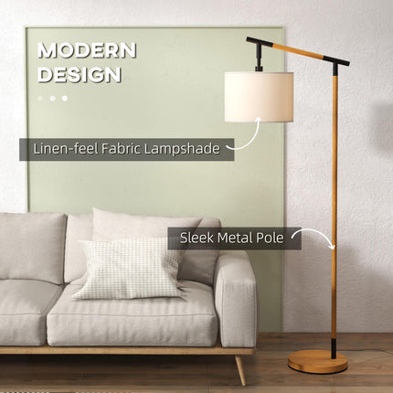 Modern Floor Lamp with 350° Rotating Lampshade and LED Bulb - Brown