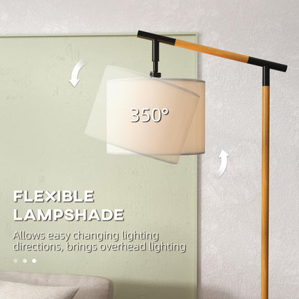 Modern Floor Lamp with 350° Rotating Lampshade and LED Bulb - Brown