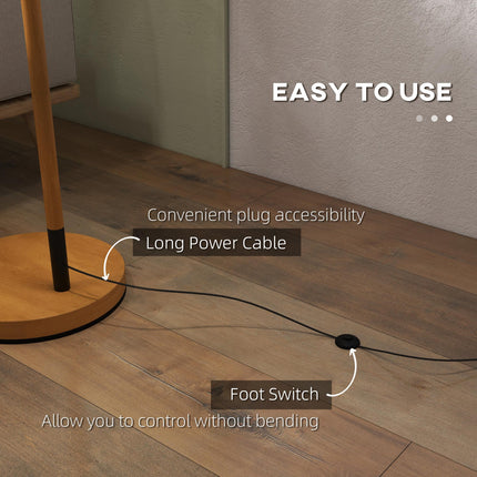 Modern Floor Lamp with 350° Rotating Lampshade and LED Bulb - Brown