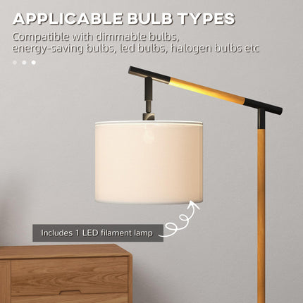 Modern Floor Lamp with 350° Rotating Lampshade and LED Bulb - Brown