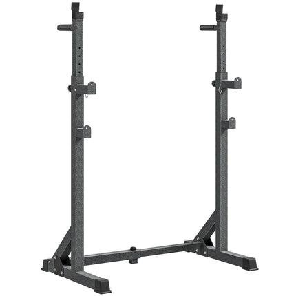 Heavy Duty Adjustable Barbell Squat Rack with Dip Station Multifunctional Power Stand - Black