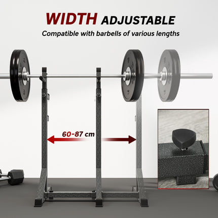 Heavy Duty Adjustable Barbell Squat Rack with Dip Station Multifunctional Power Stand - Black