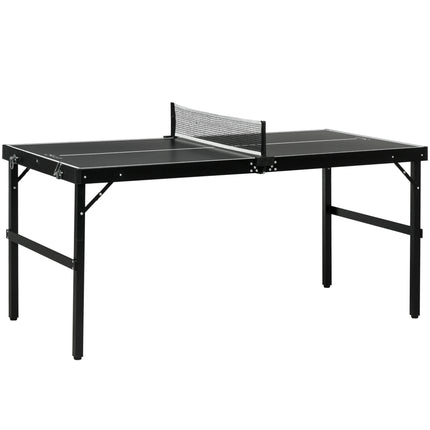 5ft Mini Table Tennis Table, Folding Ping Pong Table with Net and Aluminium Frame, Portable Ping Pong Game Set for Indoor Outdoor Use, Black