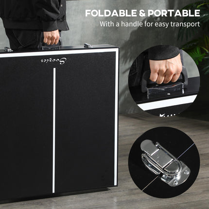 5ft Mini Table Tennis Table, Folding Ping Pong Table with Net and Aluminium Frame, Portable Ping Pong Game Set for Indoor Outdoor Use, Black