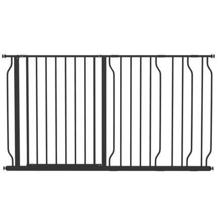 Extra Wide 75-145cm Pressure Fit Dog Gate for Stairways, Doorways & Hallways - Black