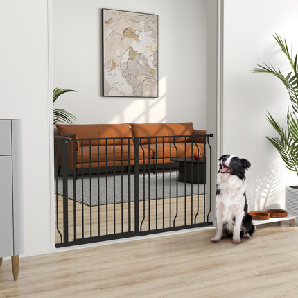 Extra Wide 75-145cm Pressure Fit Dog Gate for Stairways, Doorways & Hallways - Black