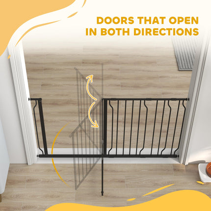 Extra Wide 75-145cm Pressure Fit Dog Gate for Stairways, Doorways & Hallways - Black