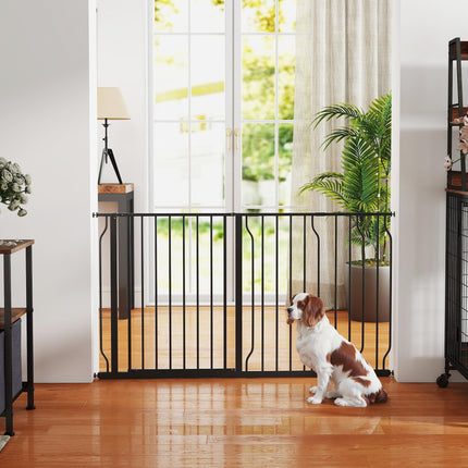 Extra Wide 75-145cm Pressure Fit Dog Gate for Stairways, Doorways & Hallways - Black